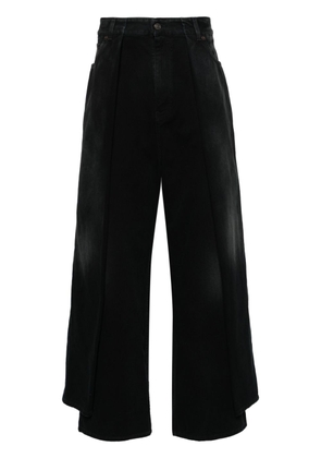 Balenciaga pleat-detailed wide-leg jeans - Black