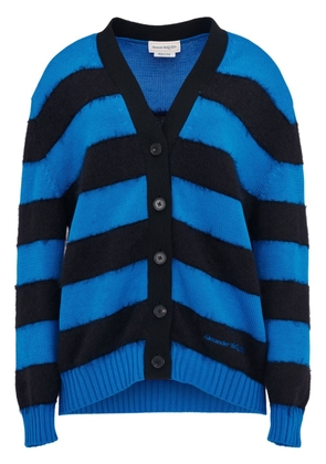 Alexander McQueen striped cotton cardigan - Blue