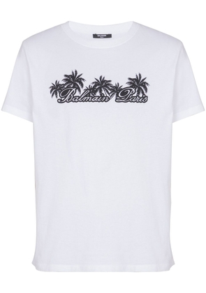 Balmain Palm-print cotton T-shirt - White