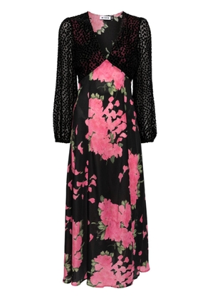 Rixo Melanie floral-print silk midi dress - Black