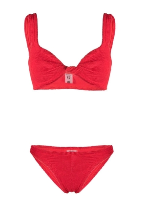 Hunza G Twist-detail crinkle bikini set - Red