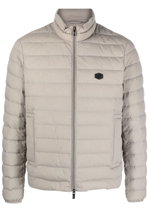 Emporio Armani logo-patch zip-up padded jacket - Grey