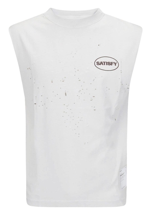 Satisfy logo-print sleeveless T-shirt - White