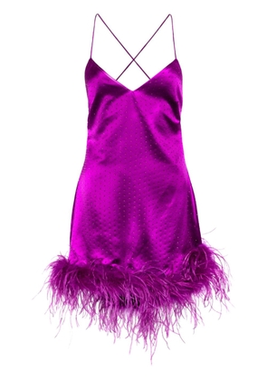 Retrofete Susana feather-trim satin minidress - Purple