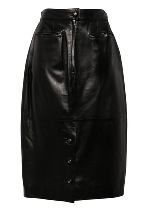 CHANEL Pre-Owned 1990s leather midi skirt - Black