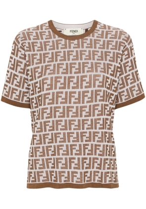 FENDI FF-pattern knitted T-shirt - White