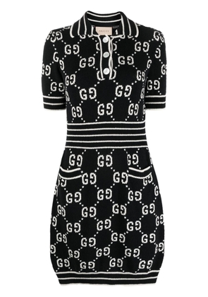 Gucci GG Damier-jacquard polo dress - Black