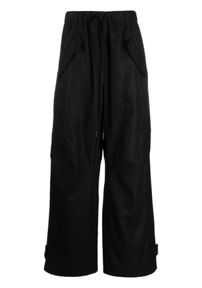Andrea Ya'aqov elasticated-waist wool wide-leg trousers - Black