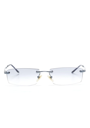 Versace Pre-Owned Greca-detail rectangle-frame sunglasses - Blue