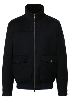 Canali high-neck wool jacket - Blue