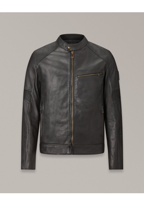 Belstaff Vanguard Motorcycle Jacket Men's Washed Leather Black Size S