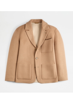 Tod's - Blazer in Camel Double Fabric, BEIGE, L - Coat / Trench