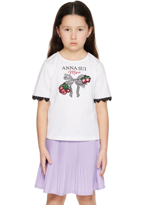 ANNA SUI MINI Kids White Embroidered T-Shirt