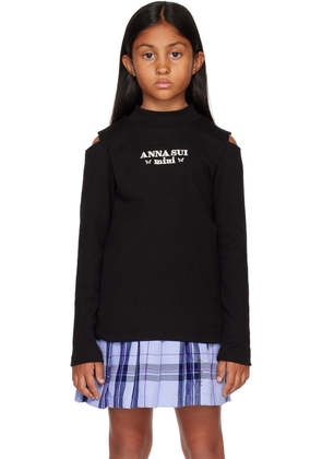 ANNA SUI MINI Kids Black Cutout Long Sleeve T-Shirt