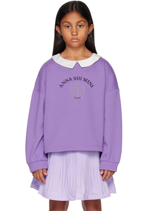 ANNA SUI MINI Kids Purple Embroidered Sweatshirt
