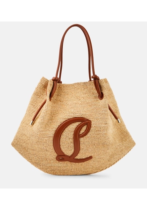 Christian Louboutin By My Side leather-trimmed raffia tote bag