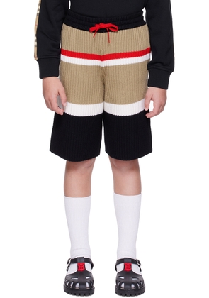 Burberry Kids Beige & Black Striped Shorts