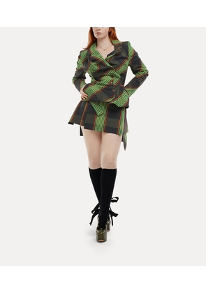 Vivienne Westwood Drunken Tailored Jacket Linen / Cotton Tartan Green 38 Women