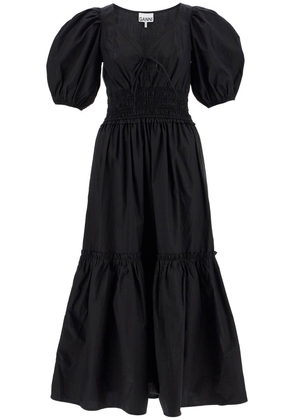 Ganni midi dress with smock stitching - 34 Black