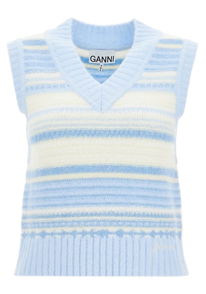 Ganni soft striped knit vest with a comfortable - M Blue