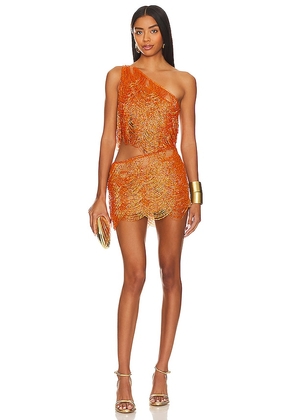 Bronx and Banco Wayla One Shoulder Mini Dress in Burnt Orange. Size L.