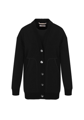 Fedeli Maxi Cardigan With Buttons In Black Cashmere