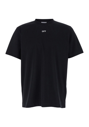 Off-White Black Crewneck T-shirt With Contrasting Off Print In Cotton Man