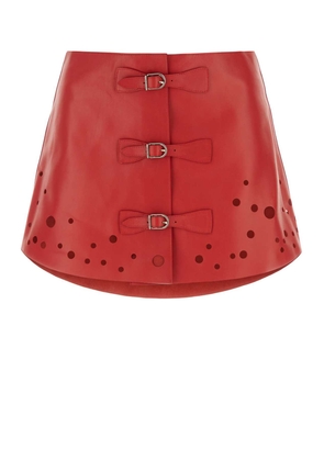 Durazzi Milano Red Leather Mini Skirt