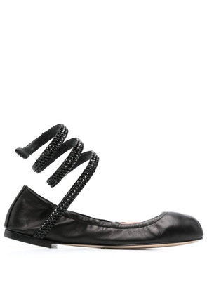 René Caovilla Cleo crystal-embellished ballerina shoes - Black