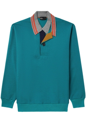 Kolor patchwork-detail polo shirt - Blue