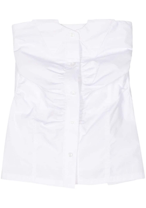 Low Classic ribbon-embellished cotton tube top - White