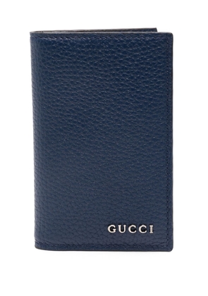 Gucci logo-lettering leather cardholder - Blue
