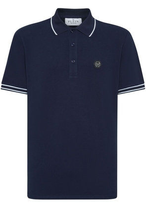 Philipp Plein logo-appliqué cotton polo shirt - Blue