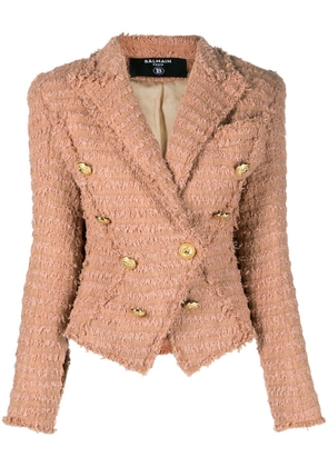 Balmain double-breasted tweed jacket - Pink