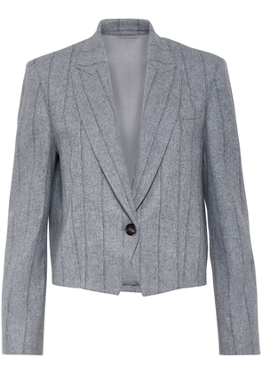 Brunello Cucinelli striped cropped blazer - Grey