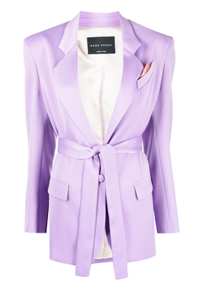 Hebe Studio belted-waist long-sleeve blazer - Purple