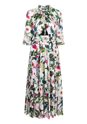 Samantha Sung floral print belted maxi dress - White