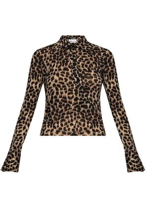 Blumarine leopard-print wool top - Brown