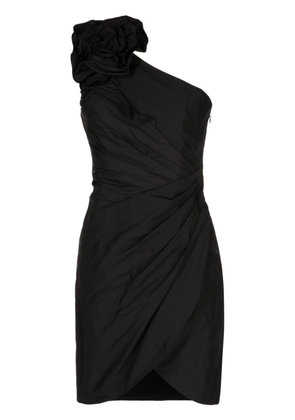 Marchesa Notte floral-embroidery sleeveless midi dress - Black