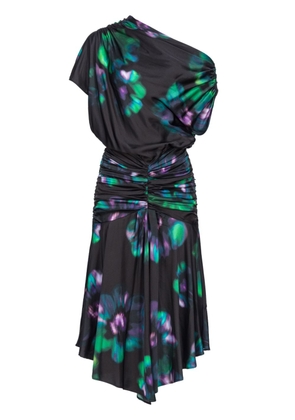 PINKO floral-print ruched one-shoulder dress - Black