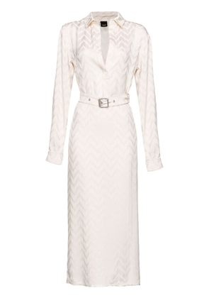 PINKO chevron belted maxi dress - White