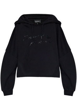 Emporio Armani logo-print cotton hoodie - Black