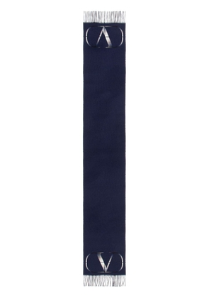 Valentino Garavani VLogo Signature fringed scarf - Blue