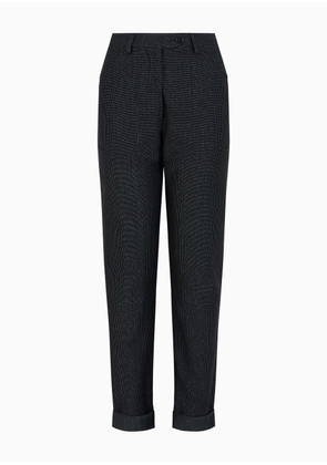 OFFICIAL STORE Linen And Cotton Jacquard Jersey Cropped Trousers