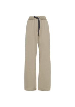 Brunello Cucinelli Cotton-Silk Wide-Leg Sweatpants