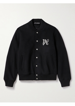 Palm Angels - Logo-Embroidered Wool-Blend Varsity Jacket - Men - Black - IT 48