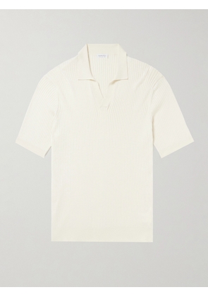 Sunspel - Ribbed Mulberry Silk and Organic Cotton-Blend Polo Shirt - Men - Neutrals - S