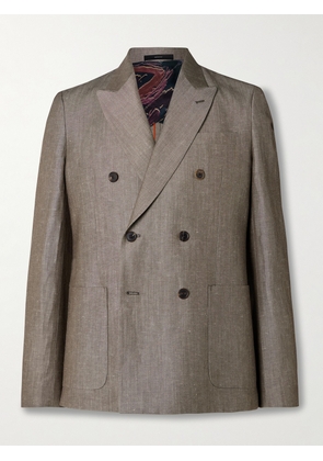 Paul Smith - Double-Breasted Linen and Wool-Blend Suit Jacket - Men - Brown - UK/US 36
