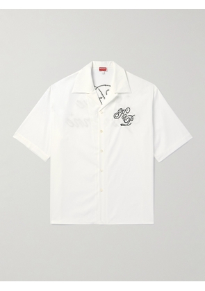 KENZO - Constellation Hawaiian Convertible-Collar Embroidered Cotton-Poplin Shirt - Men - White - S