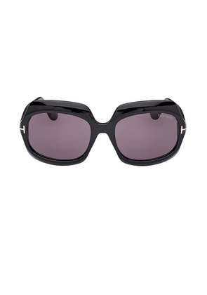 TOM FORD Ren Sunglasses in Shiny Black & Smoke - Black. Size all.